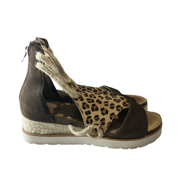 Diba True Leopard Print Wedge Sandals Women’s 9.5 | Brown Suede - Picture 10 of 10